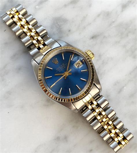 rolex silber gold blau